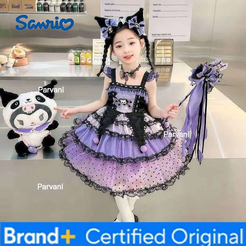 Sanrio Anime s Cosplay Kuromi Princess Lolita Puffy Tutu Dress Children Sweet Fashion Girls Birthday Halloween Gifts H260206 - view 4