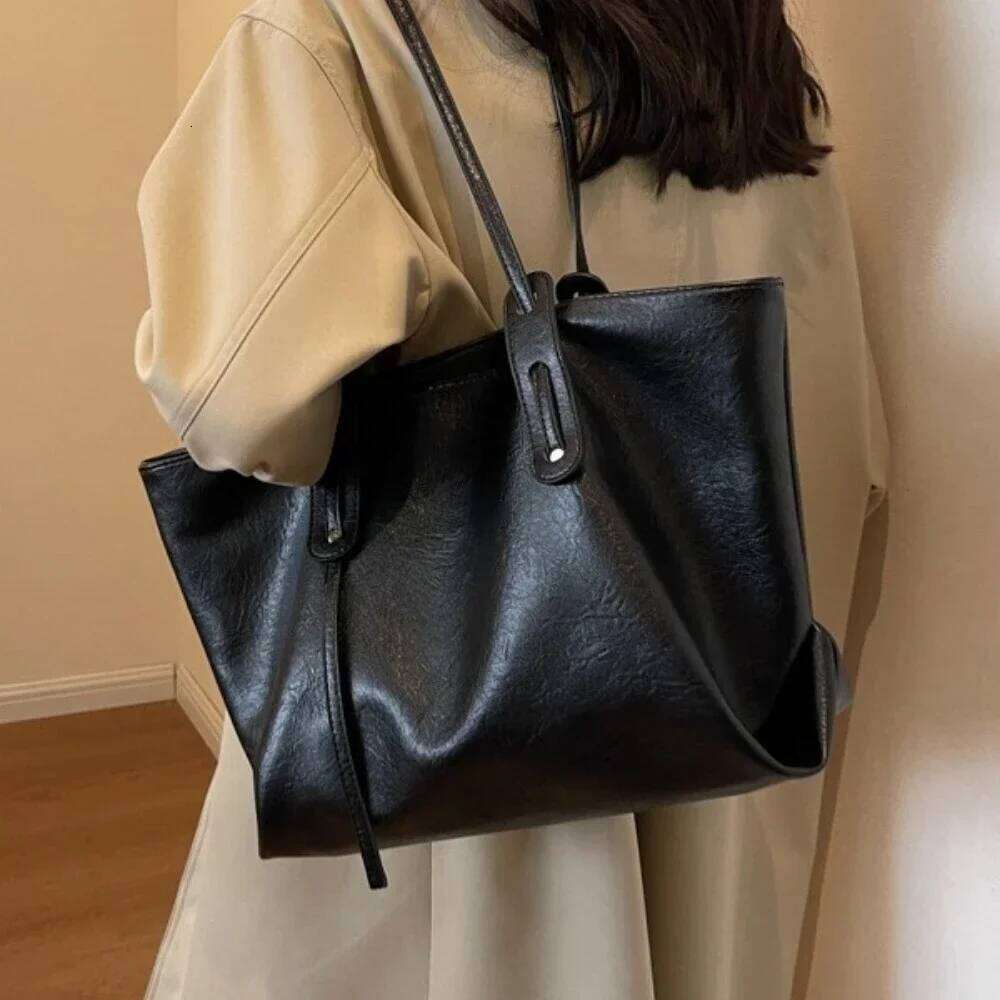 Large Capacity Women's Tote Bag 2023 Winter Fashion Trend Leather Shoulder Bags Office Handbag Y260205