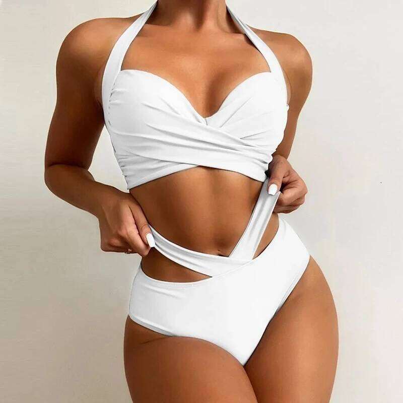 Sexy Two Piece Bikini Set Summer High Waist Halter Swimwear Women Push Up Snake Printed Split Swimsuit Bathing Suits Beachwear XJ260206