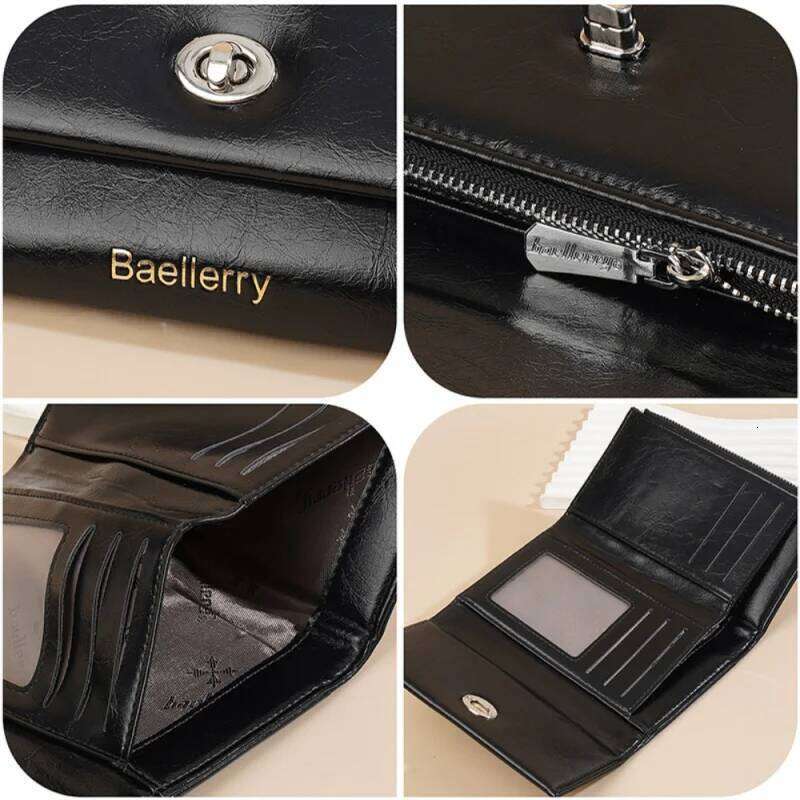 New Simple Solid-Color Three-Fold Wallet Women, Fashionable Multi-Functional Zipper Lock Short Money Clip, Multi-Slot Card Case Y260206