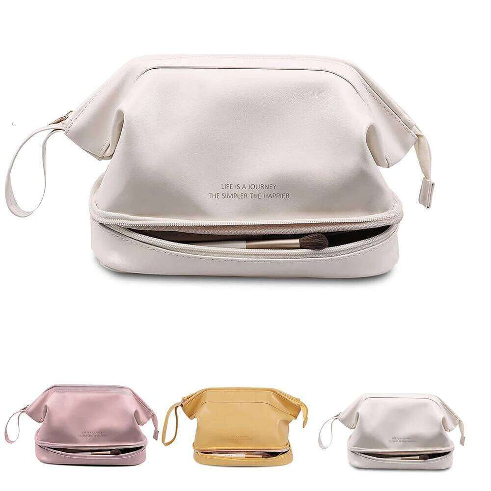 Portable Large Capacity PU Leather Zipper Makeup Women Bags Beauty Travel Make Up Organizer Storage Bath Toiletry Wash Bag Y260206
