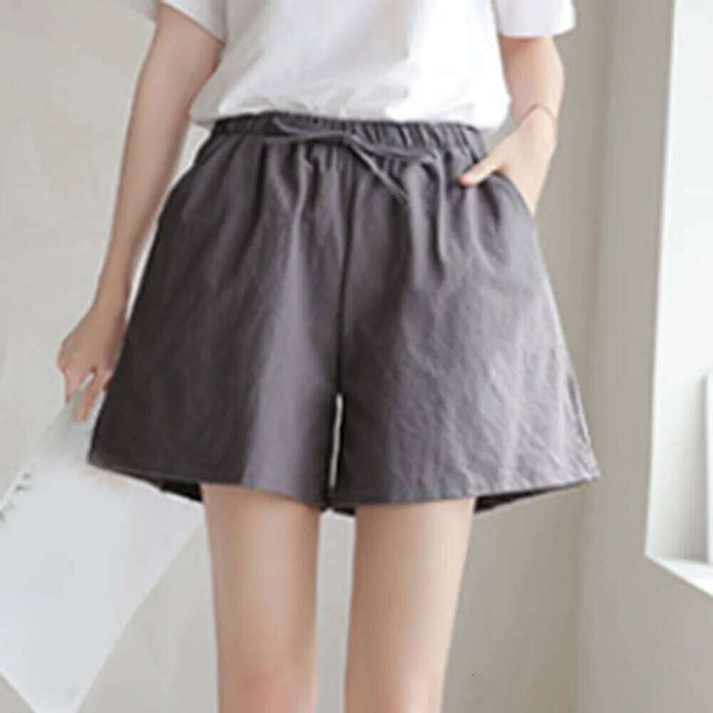 Women Casual Summer Cotton Linen Short Pants Solid Color High Waisted Loose Gym Workout Shorts Streetwear XJ260206