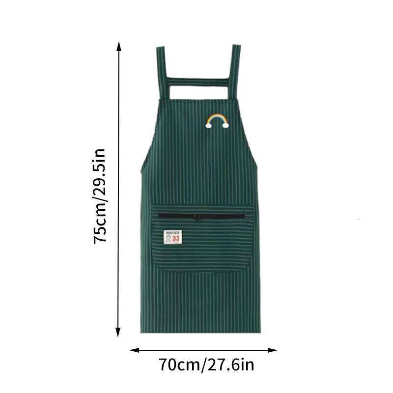 Kitchen Oil Aprons Striped Zippered Cotton With Straps Breathable Apron Women's Dirt Resistant Work Clothes S260205