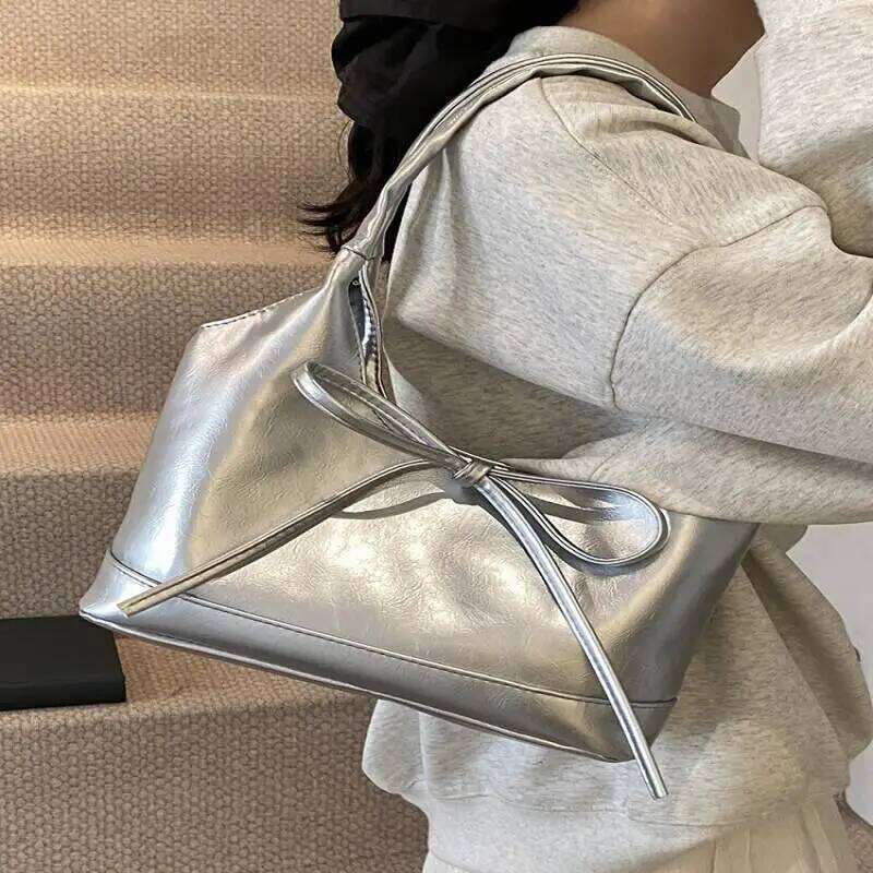 Wax Skin Bow New Style Girl Sexy Handbag Crossbody Commute Cute Waterproof Texture Multi-Functional Large Capacity Storage Bag Y260205