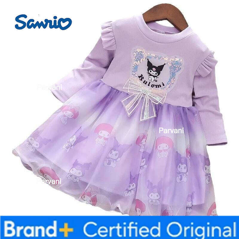 Sanrio New Kuromi Mesh Dress Long Sleeves Princess Tutu Formal Wear Spring Autumn Kawaii Cartoon Girls Clothing Fashion H260206 - view 7
