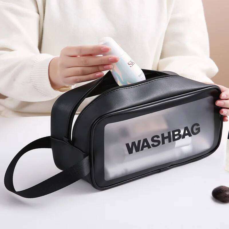 Portable Cosmetic Waterproof Bag Large Capacity Dust Proof Make Up Storage Handbags PVC Fashion Transparent Travel Bags Y260206