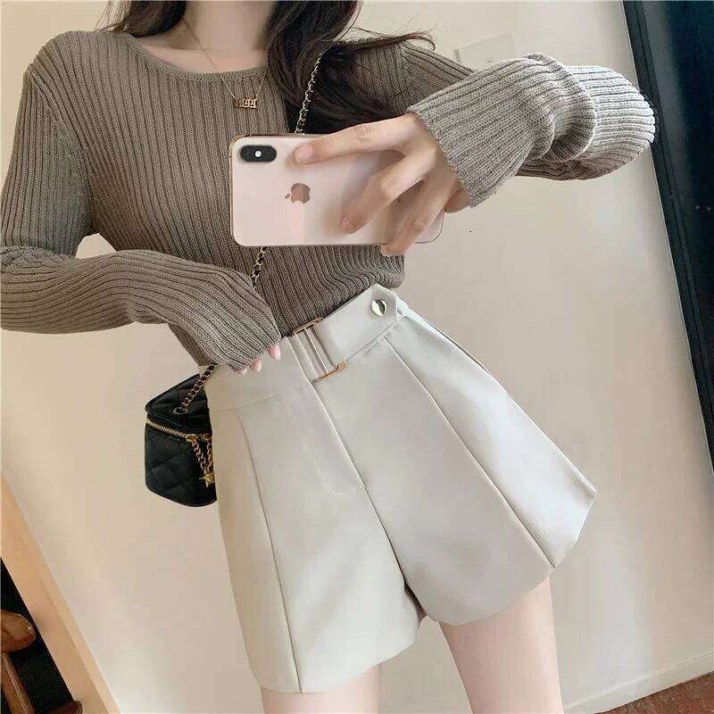 New Women's Fashion Black Suit Korean High Waist Wide Leg Shorts Summer Ladies Elegant Baggy All Match Short Pants H260206