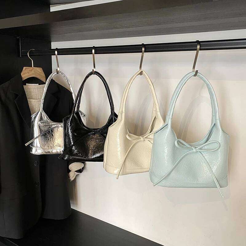 Classic Bow PU Large Capacity Shoulder Bags Hasp Simple Versatile Temperament Commute Handbags for Women 2025 Hot Sale Y260205