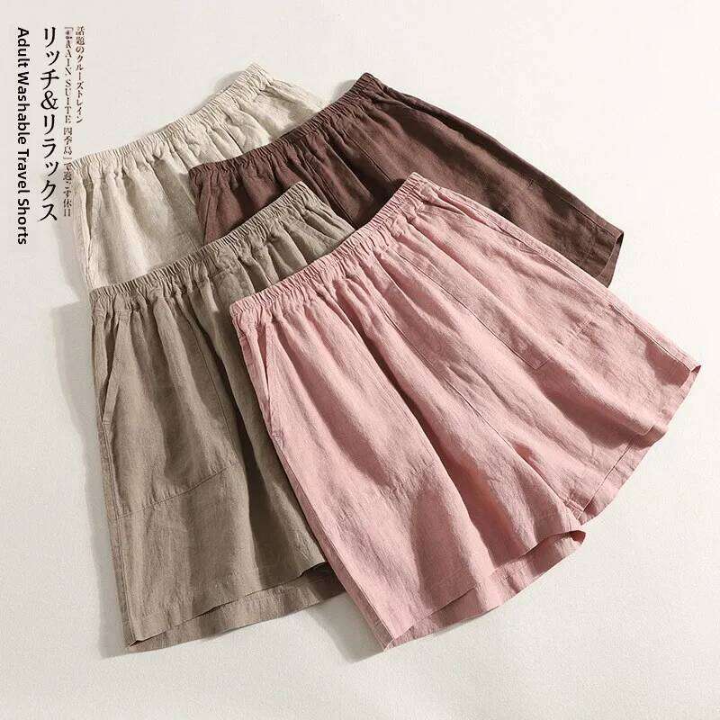 Comfortable Loose Women's Cotton Linen Shorts Elastic Waist Thin Style plus Size Casual Fashion Summer Artistic Retro Pants XJ260206