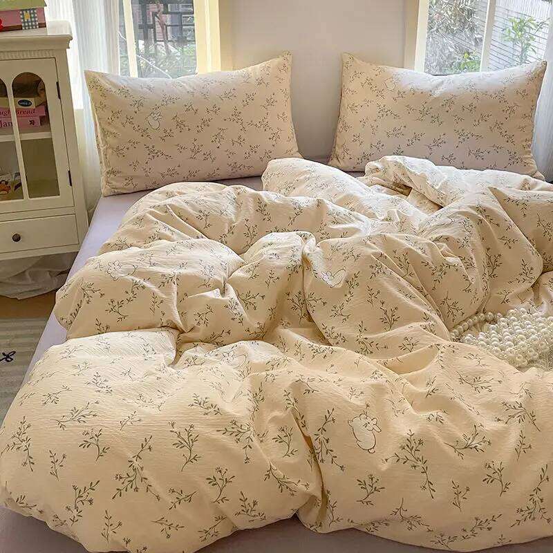 Ins Simple Little Rabbit Bedding 2025 New Four piece Washed Cotton Quilt Set, Dormitory Bed Sheet Set for Girls XJ260206