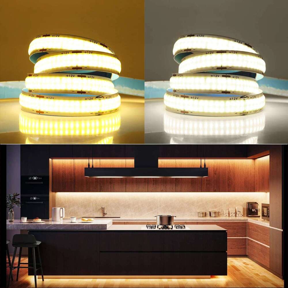 600Leds/M Double Row COB Strip DC 12V 24V High Brighter RA85 Warm/Natural White 3000K 4000K 6000K Flexible Ribbon Rope LED Light Z260206