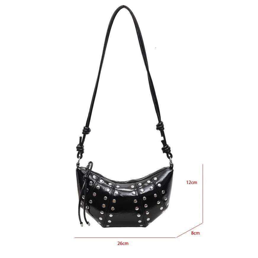 Designer Studded Shoulder Crescent 2025 New Women Metal Underarm Bag High-end Retro Rivet Polka Dot Crossbody Bags Y260205
