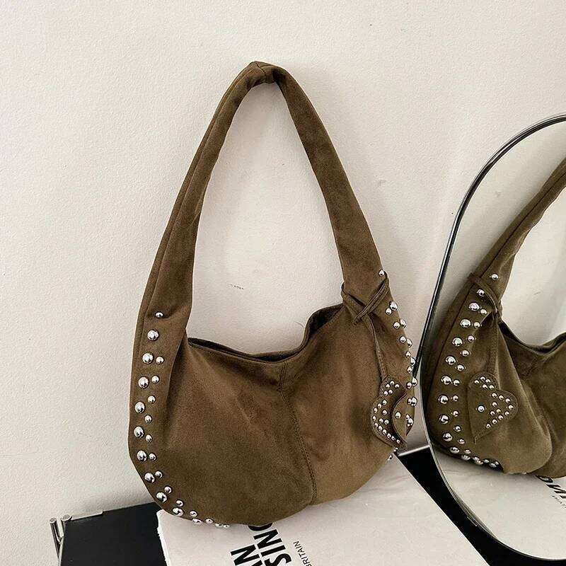 High Quality Deerskin Velvet Leather Handbag Luxury Female Underarm Satchel Purses And Designer Women Shoulder Crossbody Bags Y260205