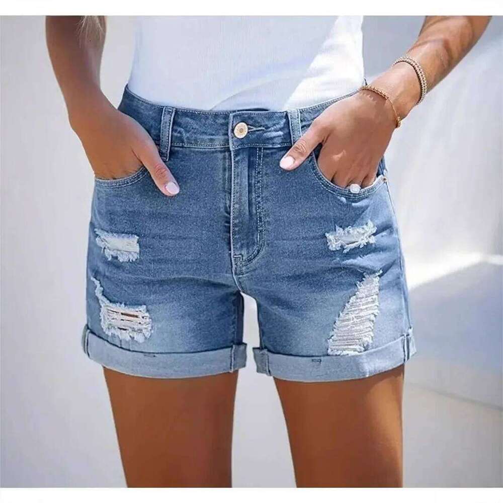 2025 Women's Jeans High Waist Comfortable Slim Fit Fashion Straight Casual Denim Shorts Europe and America C260206