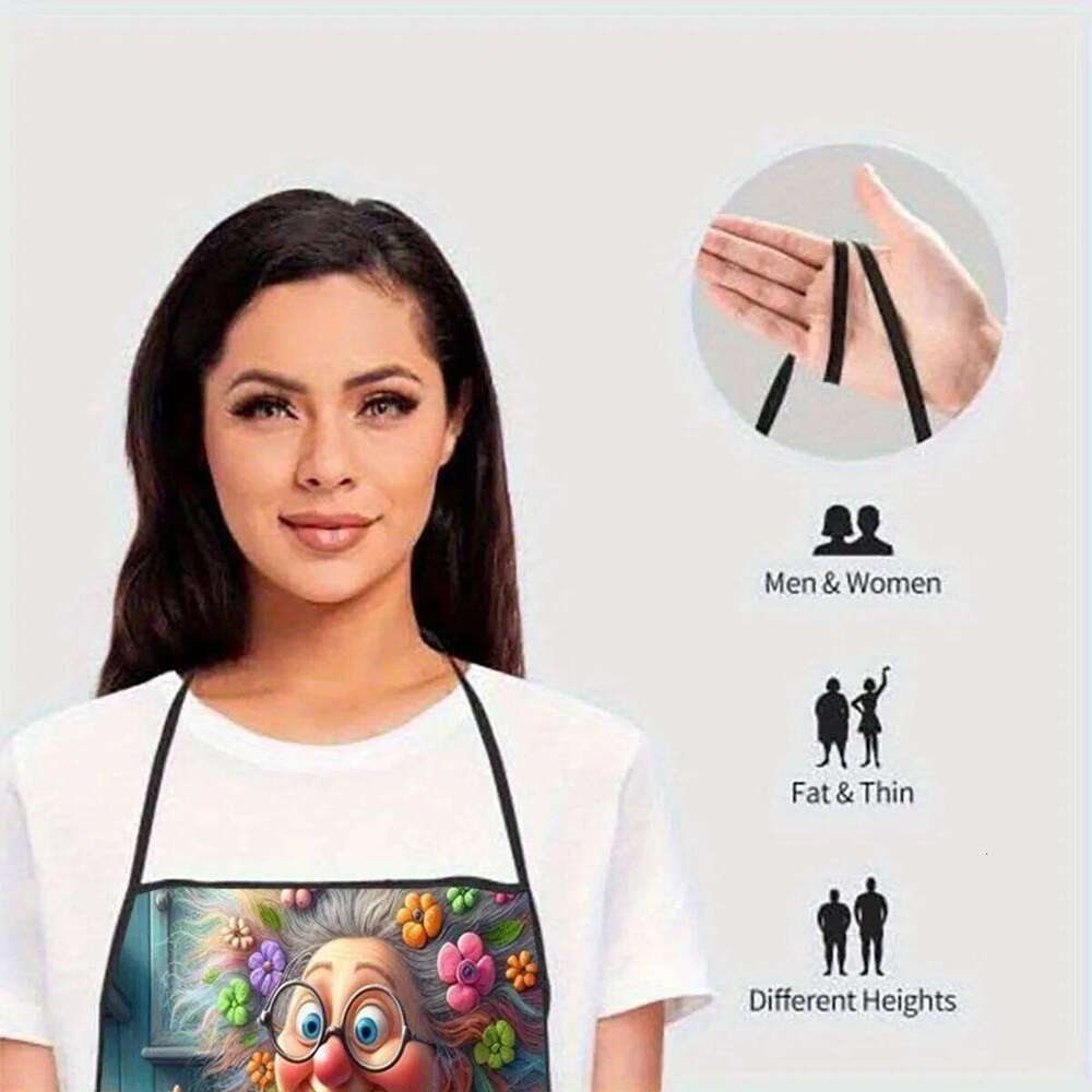 Chic Humorous Grandma Design Polyester Durable Aprons for Use By Both Men and Women in The Home Kitchen Apron S260205