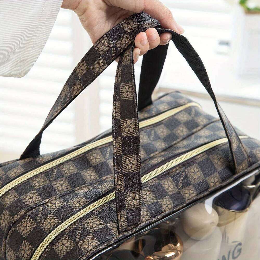 Checkered Simple and Exquisite Handbag Portable Mini Travel Makeup Storage Toilet Bag Y260206