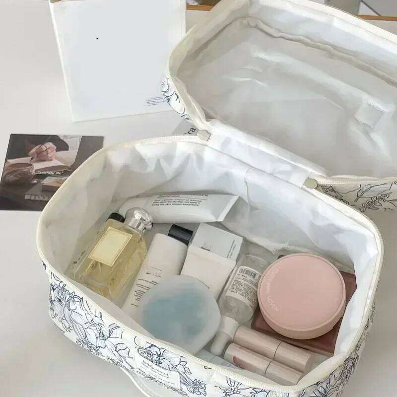 Wholesale Vintage Flower Women Cosmetic Bag Portable Zipper Makeup Travel Organizer Female Handbag Toiletry Storage Pouch Y260206