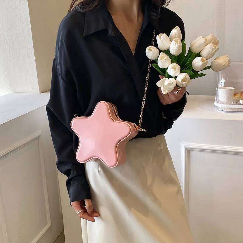 Star Shape Women's Crossbody Bag Cute Pink Shoulder Handbag With Chain Candy Color Luxury Designer Kid's Fashion Mini Coin Purse Y260205