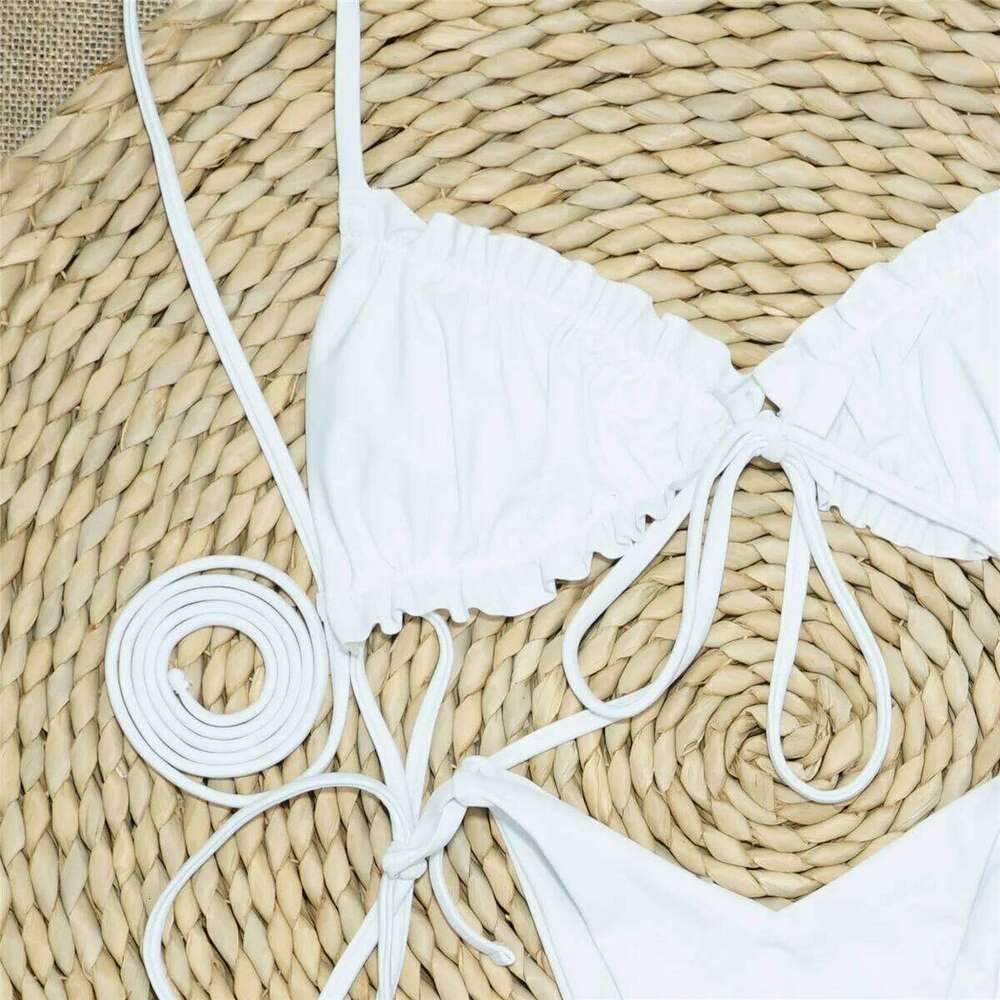 Women's split swimsuit personalized pleated Lace Up Bikini 9722 Z260206