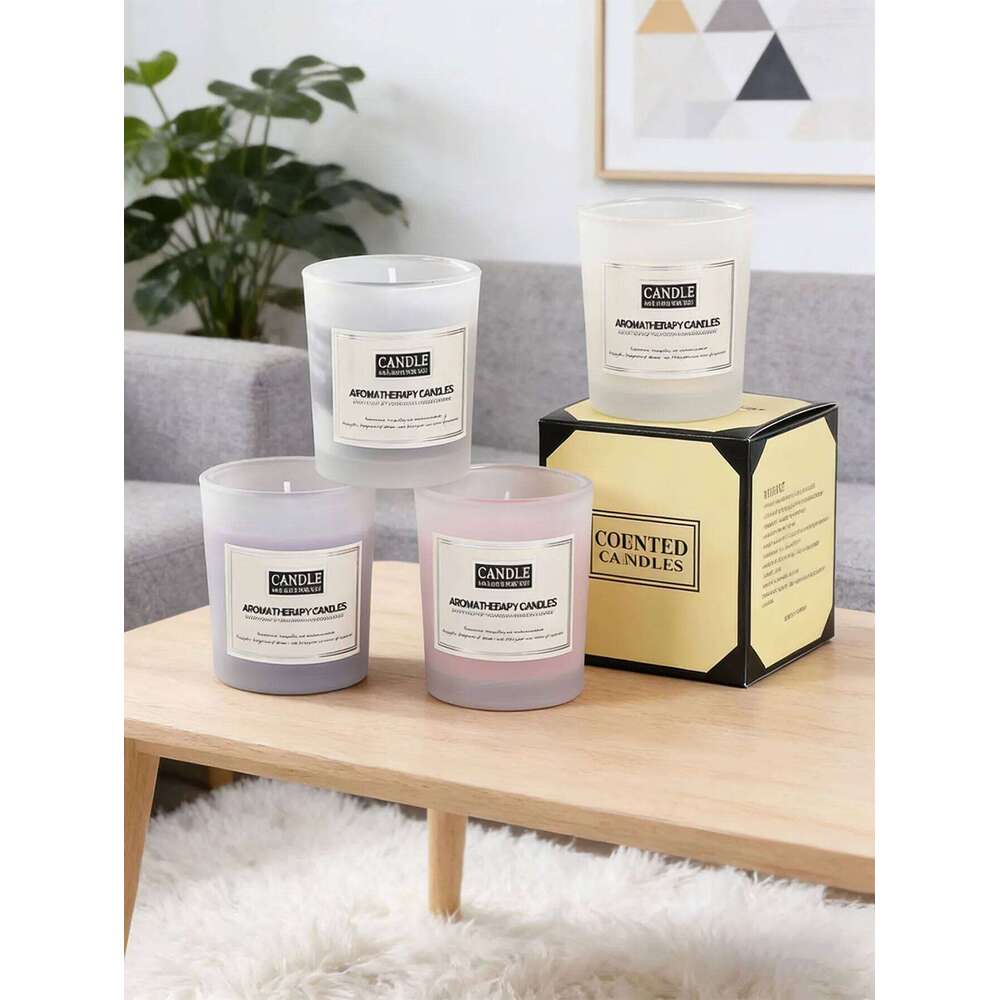 Frosted glass cup scented candle smokeless plant oil wax furniture decoration S260205