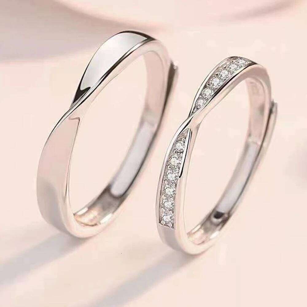 1 Pair Twist Copper Plated Platinum Resizeable Couple Rings Men Women Adjustable Overlap Opening Finger Jewelry W260206