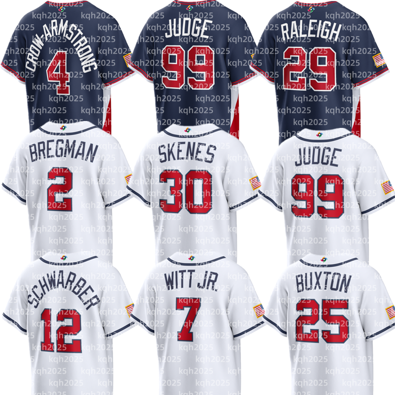 2026 World USA Baseball Jersey Alex Bregman Cal Raleigh Pete Crow-Armstrong Tarik Skubal Bobby Witt Jr. Ernie Clement Aaron Judge Paul Skenes Kyle Schwarber Logan Webb