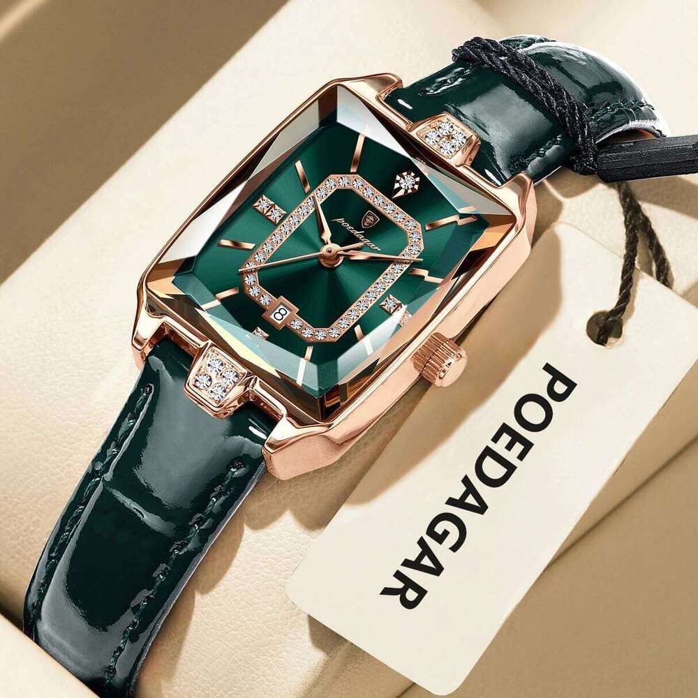 POEDAGAR Top High Quality Women Wristwatch Waterproof Date Leather Watch For Woman Quartz Luxury Rectangle Women's Watches Reloj Z260206