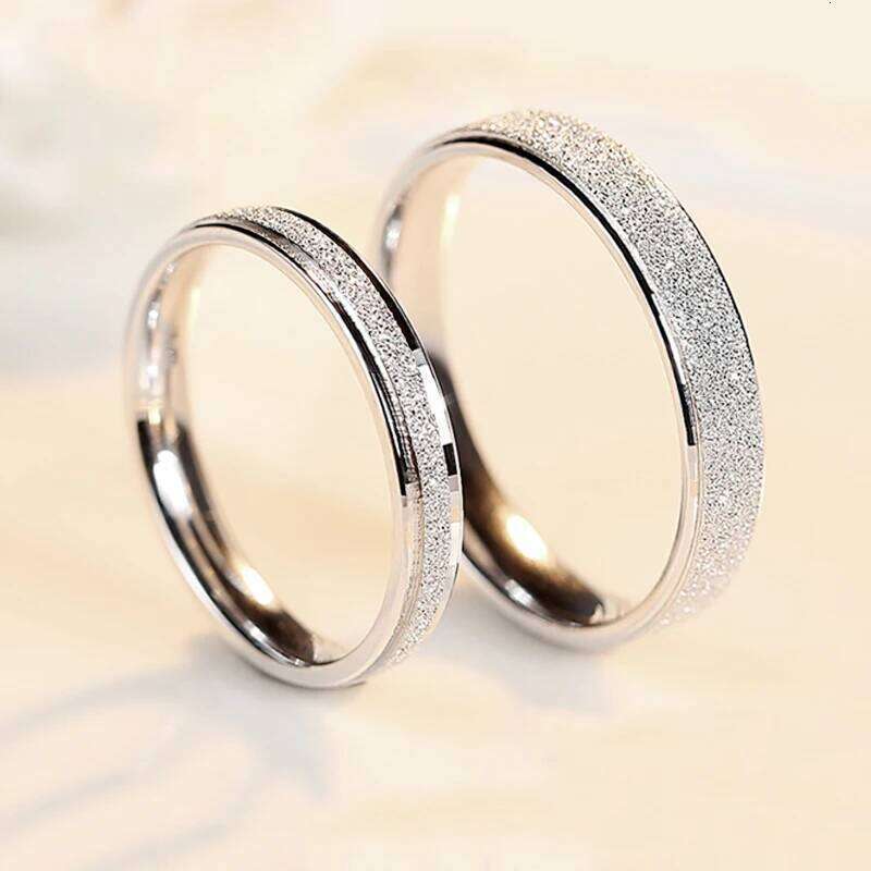 High quality Fashion Simple Scrub Stainless Steel lovers 's Rings 4 mm 6mm Widthsilver Color wedding ring jewelry W260206