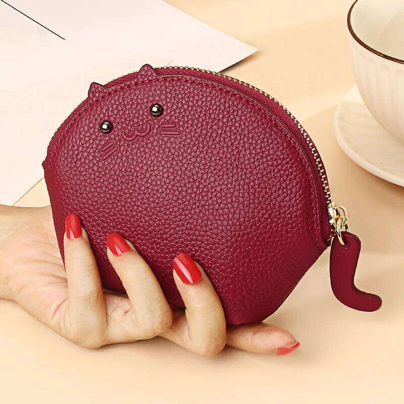 New Cute Cow Leather Women's Coin Purse Creative Card key lipstick storage bag Holder Wallet For Women Y260206