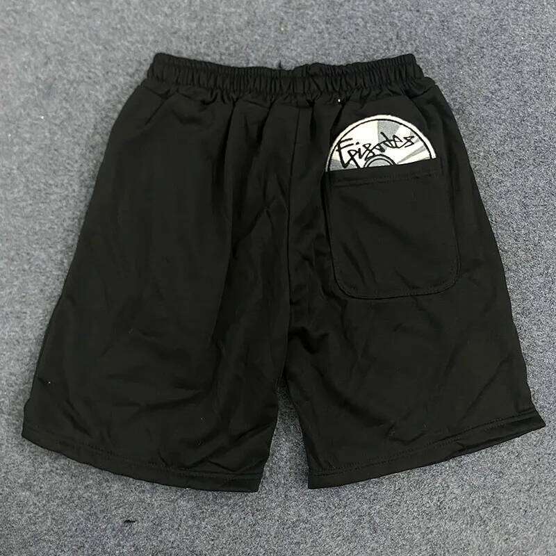 Y2K Creative Pocket CD Pattern Cartoon Embroidery Fashion Loose Straight Shorts Summer American Casual Hip Hop High Street Pants XJ260206