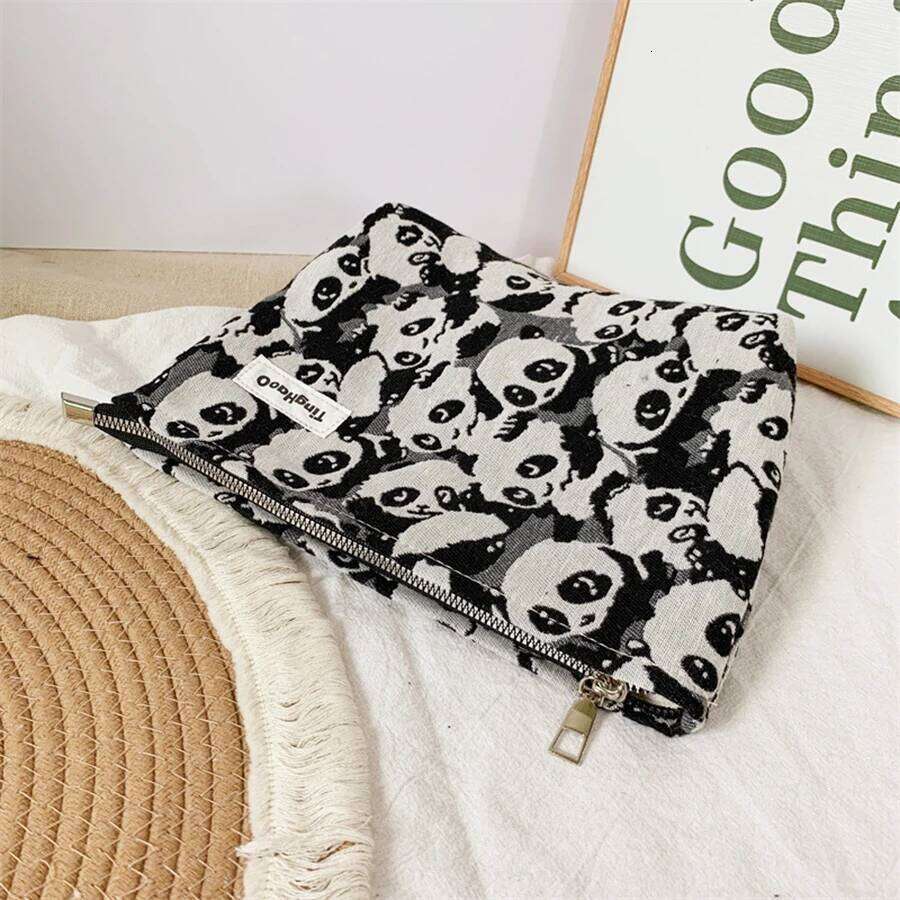 Panda Cosmetic Women's Canvas, Small Cosmetics Storage Portable Travel Amenity Commuter Liner Bag, Coin Purse Y260206