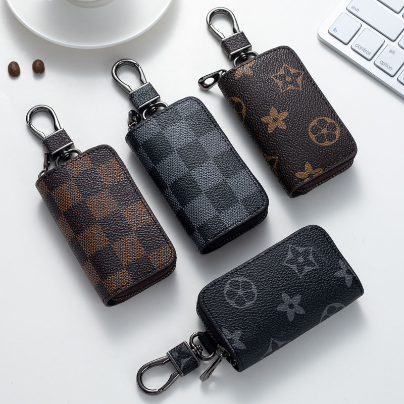 Luxury key pouch compact multi-functional high-end leather case large capacity car key holder multi-functional coin purse
