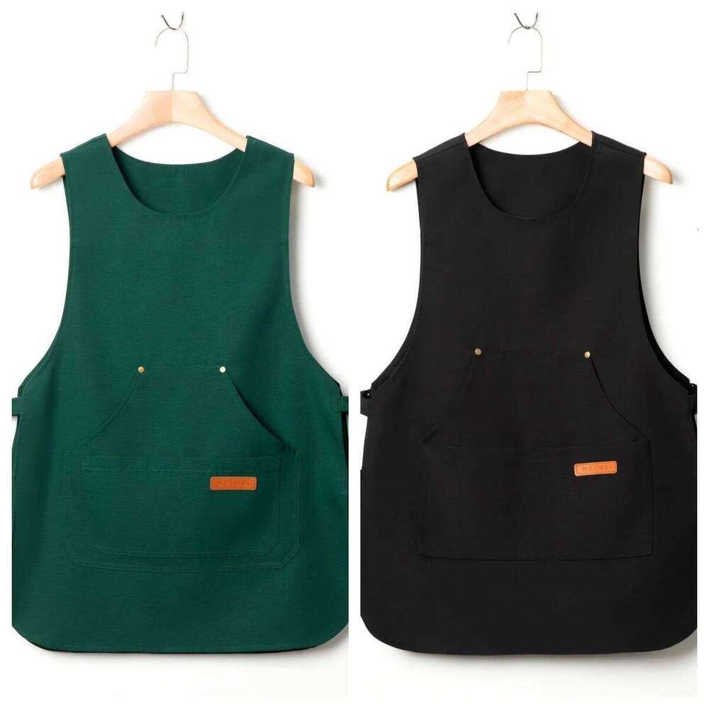 1 piece of unisex work apron, adjustable button strap overall vest, multi-pocket practical apron vest S260205