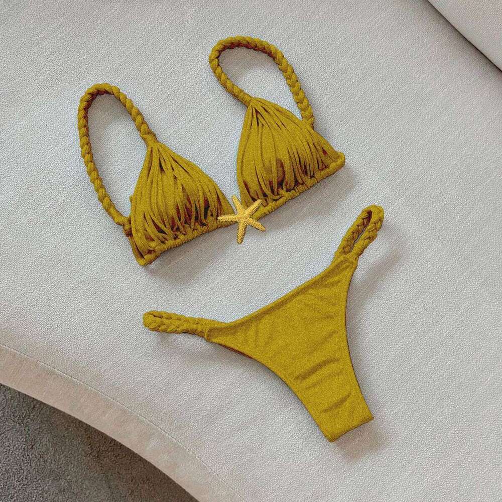 2025 New Five-pointed Star Brazilian Bikini Swimwear Women's Braided Rope Swimsuit Two Piece Set Female Sexy Mujer Beachwear Z260206