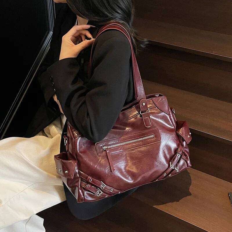 Motorcycle Crossbody Bag for Women Shoulder Large Capacity Purse and Handbags Designer Bags Bolsos De Mujer Y260205