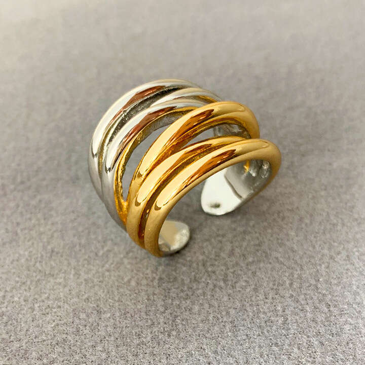 designer rings minimalist multi-layer coiled open ring, vintage fashion niche design, adjustable index finger ring