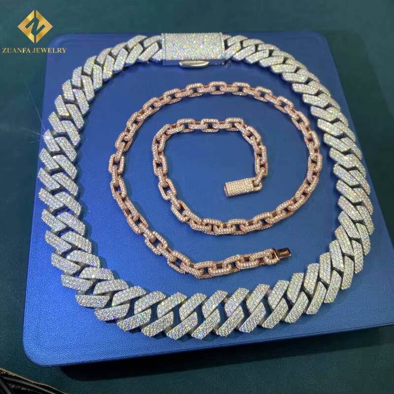 New Product 925 Silver Necklace Men Chain Miami Big Heavy 20mm VVS Moissanite Cuban Chain HipHop Style Iced Out Moissanite Chain