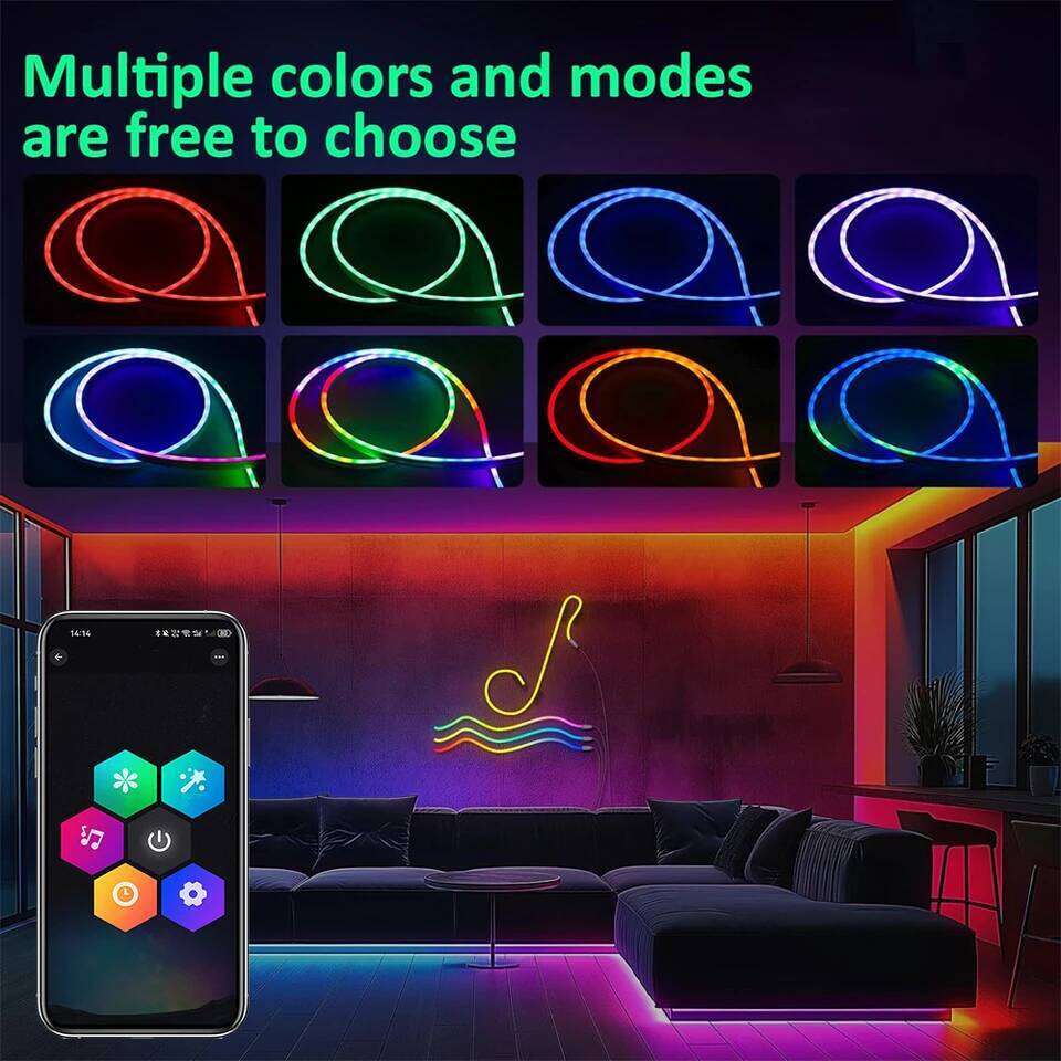5V Flexible USB Dreamcolor Chasing RGBIC Rope Light Bluetooth Neon LED Strip Lights with Music Sync Z260206