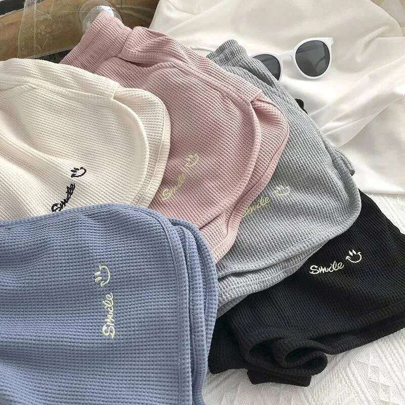 Shorts Women Waffle sports shorts summer new Korean loose high waist wide leg pants wear women's clothing ZBB102 XJ260206