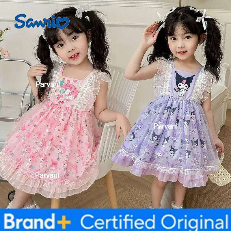 Sanrio Kawaii Kuromi Melody Children Lolita Hot Korean Fashion Girls Puffed Skirt Cute Summer Cartoon Sleeveless Dress Gift H260206 - view 6