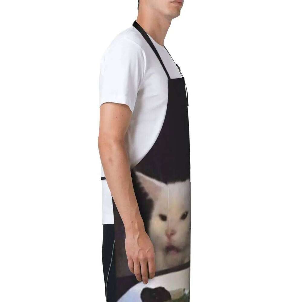 Cat Meme Aprons Chef Cooking Cuisine Tablier Waterproof Bib Kitchen Cleaning Pinafore for Women Men Gardening S260205