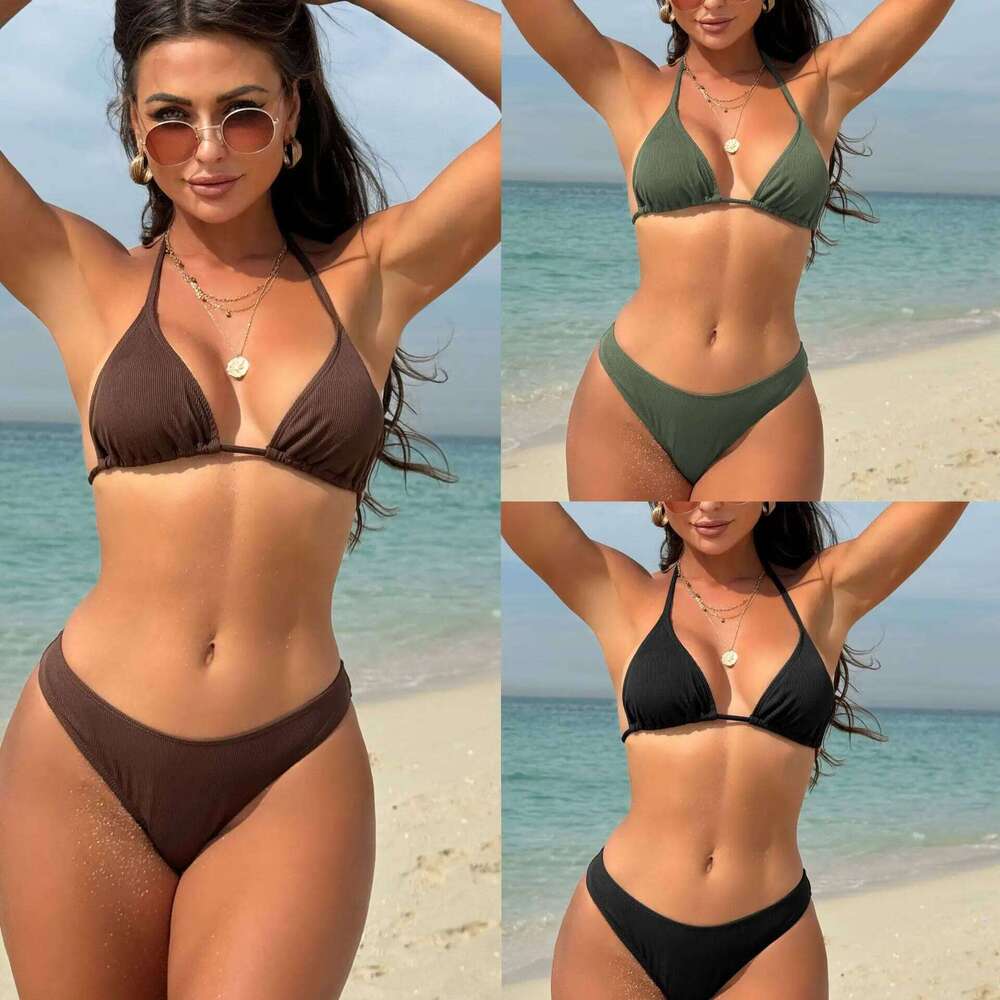 2025 new solid color split bikini beach swimsuit Z260206