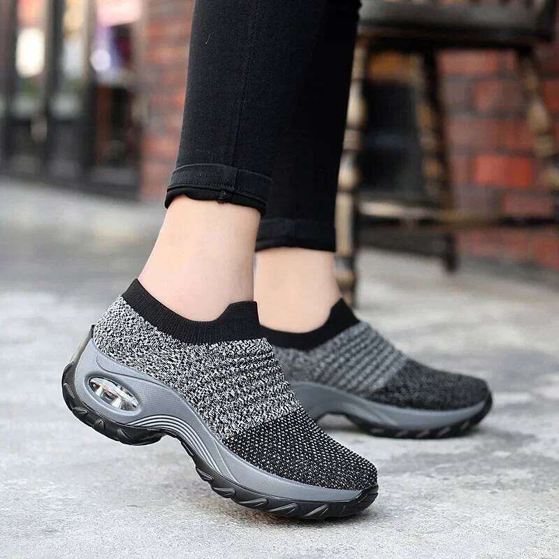 2025 Summer Knitting Sock Flat Casual Breathable Sneakers Flats Walking Shoes for Women