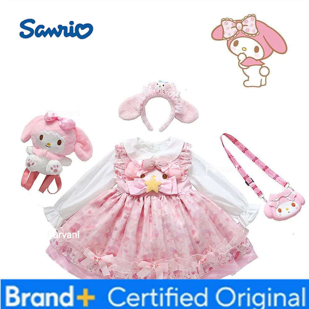 Sanrio Melody Lolita Cos Puffy Skirt Girls Cotton High Quality Long Sleeve Derss Children Halloween Costume Princess Dress H260206 - view 3
