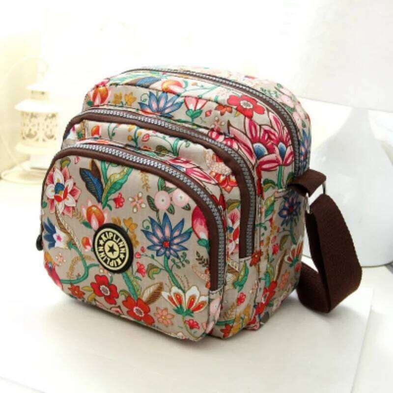Women's nylon shoulder with floral print and multiple compartments, casual crossbody bag XJ260129