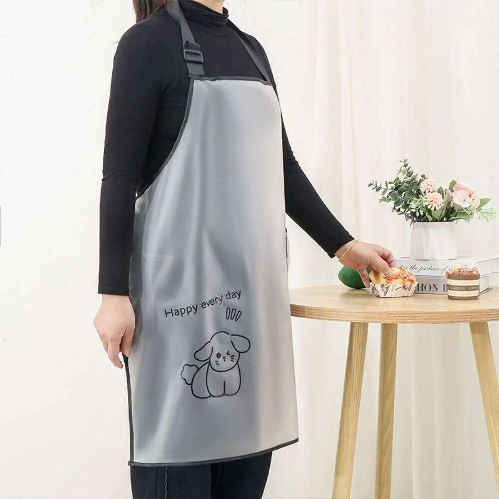 New TPU Kitchen Apron Oil Resistant Sleeveless Waterproof Bibs Cleaner Wipeable Baking Accessories Oilproof Aprons S260205