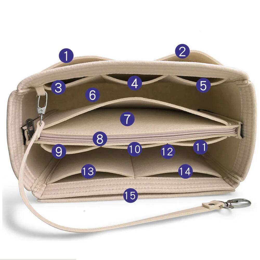Brand Make up Organizer Felt Insert For Handbag Travel Inner Purse Portable Cosmetic Bag Fit Various Storage functional Bags Y260206