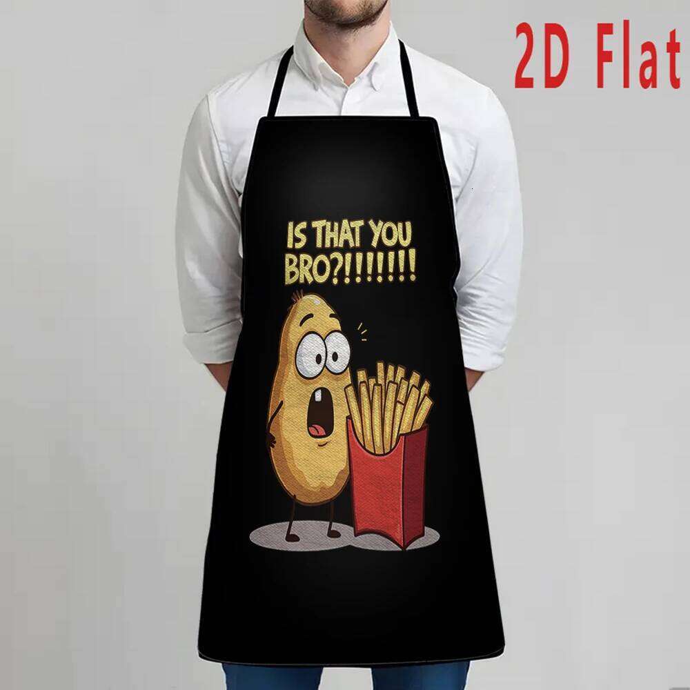 1pc Funny "Is That You Bro?" with Potato Character Design - Durable Polyester Kitchen Apron for Cooking, Baking, 60x80cm S260205