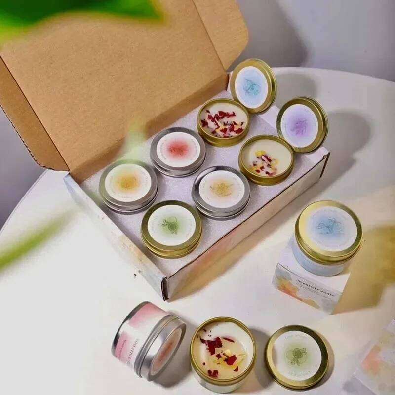 Canned Scented Guest Gift for Wedding Rose Dried Flower Aromatic Candle in Jar Memories Candles Gifts Box S260205