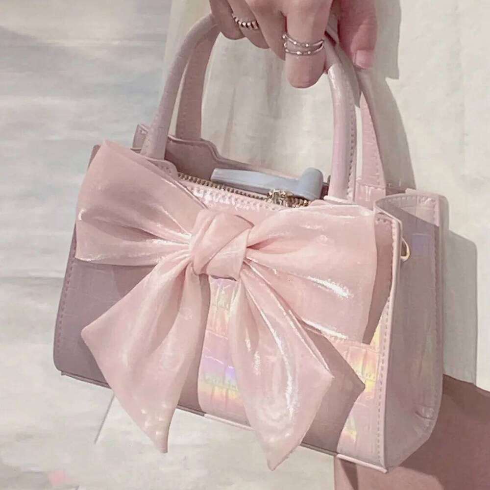 Women's Handbags Bow Pattern Sweet Girls Underarm Bag Fashion Pu Female Small Shoulder Messenger Bags Square Tote Purses Y260205